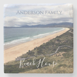 Personalised mountain views beach house steinuntersetzer