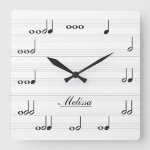 Personalised Music Notes Quadratische Wanduhr