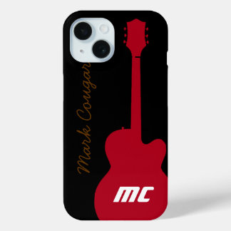 Personalised name and initials red rock guitar Case-Mate iPhone hülle