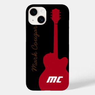 Personalised name and initials red rock guitar Case-Mate iPhone 14 hülle
