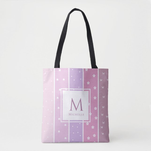 Personalised Name Pink bling cute tote bags (Vorderseite)