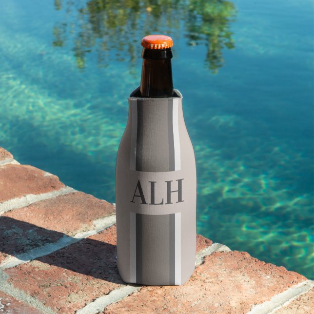 Personalised Neutral Stripe Custom Initials Modern Flaschenkühler (In Situ Pool)