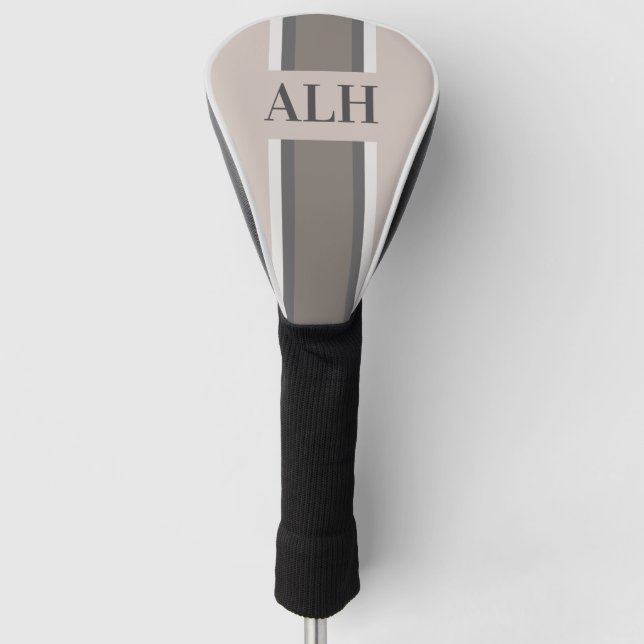 Personalised Neutral Stripe Custom Initials Modern Golf Headcover (Vorderseite)