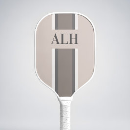 Personalised Neutral Stripe Custom Initials Modern Pickleball Schläger