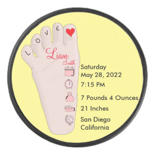 Personalised New Baby Gift Birth Stats Details  Eishockey Puck