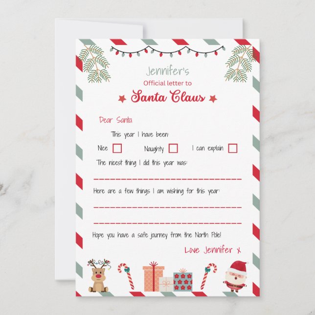 Personalised Official Letter to Santa North Pole Einladung (Vorderseite)