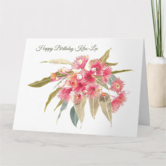 Personalised Pink Floral Happy Birthday Karte