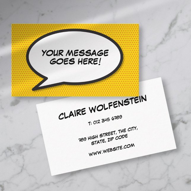 Personalised Pop Art Comic Book Speech Bubble Visitenkarte (Personalised Pop Art Comic Book Speech Bubble Business Card)