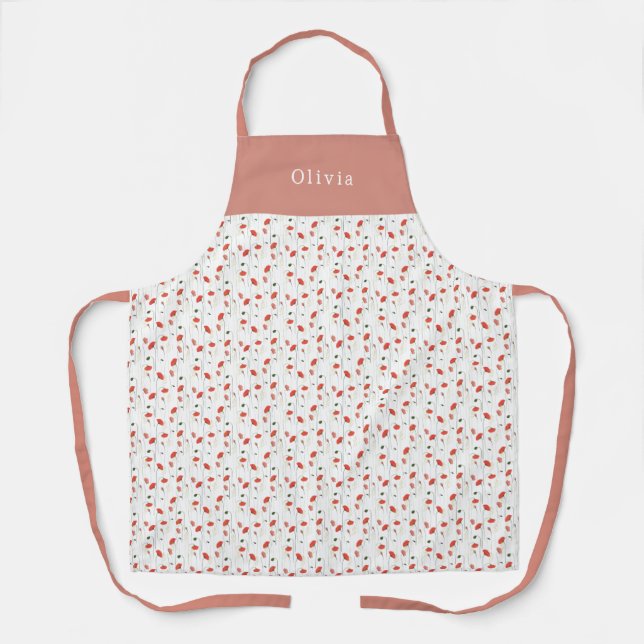 Personalised Pretty Poppy Pattern Apron Schürze (Vorderseite)