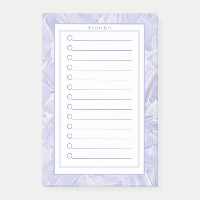 Personalised Purple Paint Strokes Grocery List. Post-it Klebezettel (Vorderseite)