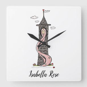 Personalised Rapunzel Princess Light Skin Tone Quadratische Wanduhr