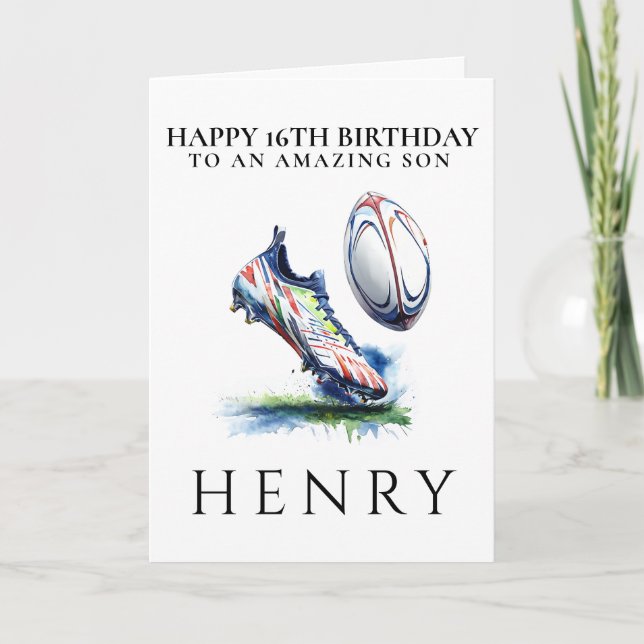 Personalised Rugby Birthday Card Dankeskarte (Vorderseite)
