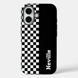 Personalised Two-Tone Checkerboard iPhone 16 Hülle