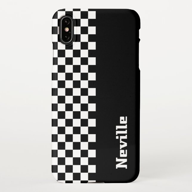 Personalised Two-Tone Checkerboard iPhone Hülle (Rückseite)