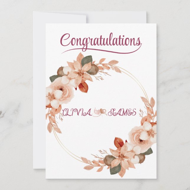 Personalised Wedding Floral Card | Newly Married  Einladung (Vorderseite)