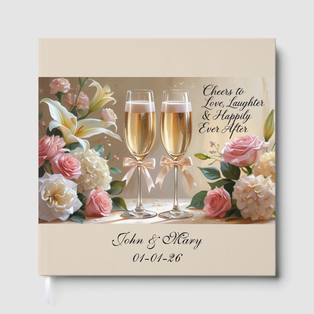 Personalised Wedding Guest Book-Happily Ever After Gästebuch (Vorderseite)