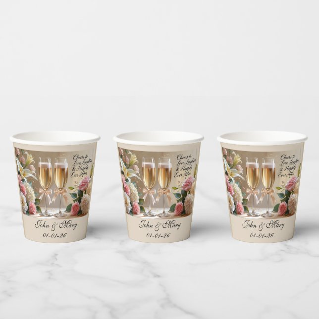 Personalised Wedding Paper Cups Pappbecher (Multi)