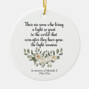 Personalised White Floral Memorial Quote Keramik Ornament