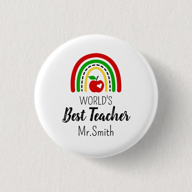 Personalised World's Best Teacher Round badge Button (Vorderseite)