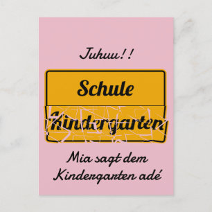 personalisierbar Einschulung mit Schultasche Postkarte