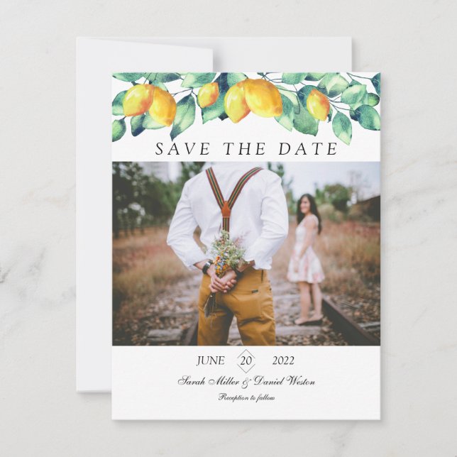 Personalisierbar Elegant Toscana Wedding Foto Save The Date (Vorderseite)