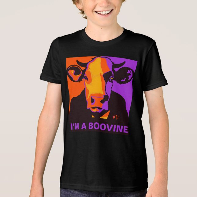 Personalisierbar! Halloween Boovine Pop Art Cow Ts Tri-Blend Shirt (Vorderseite)