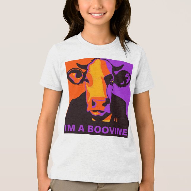 Personalisierbar! Halloween Boovine Pop Art Cow Ts Tri-Blend Shirt (Vorderseite)