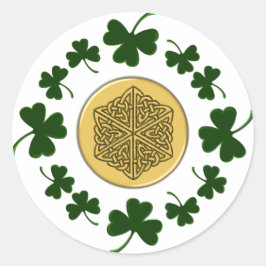 PERSONALISIERBAR! Kleeblätter - Gold Irish Celtic Runder Aufkleber