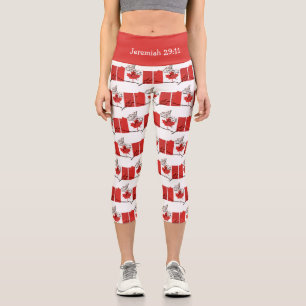 Personalisierbar Patriotisch KANADA FLAG Capri Leggings