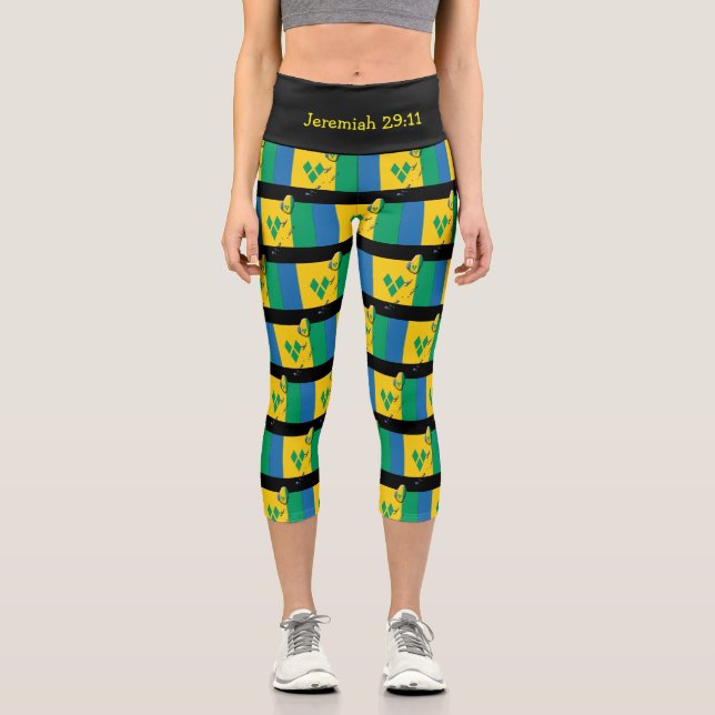 Personalisierbar | Patriotisch | ST VINCENT FLAG Capri Leggings (Vorderseite)