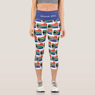 Personalisierbar Patriotisch SÜDAFRIKA FLAG Capri Leggings