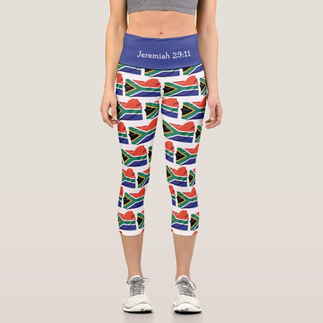 Personalisierbar | Patriotisch | SÜDAFRIKA FLAG Capri Leggings (Vorderseite)