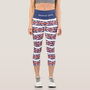 Personalisierbar Patriotisch UNION JACK UK FLA Capri Leggings