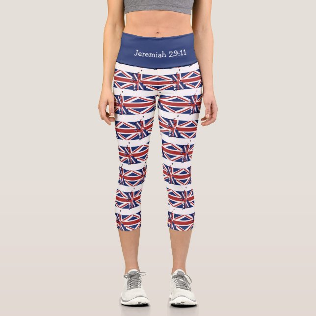 Personalisierbar | Patriotisch | UNION JACK UK FLA Capri Leggings (Vorderseite)