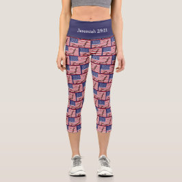Personalisierbar | Patriotisch | USA AMERICAN FLAG Capri Leggings