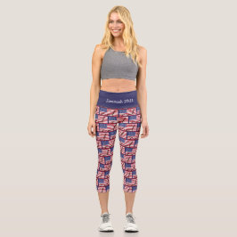 Personalisierbar | Patriotisch | USA AMERICAN FLAG Capri Leggings