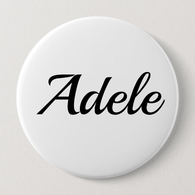 personalisierbar Vorname Adele schwarz weiß Button (Vorderseite)