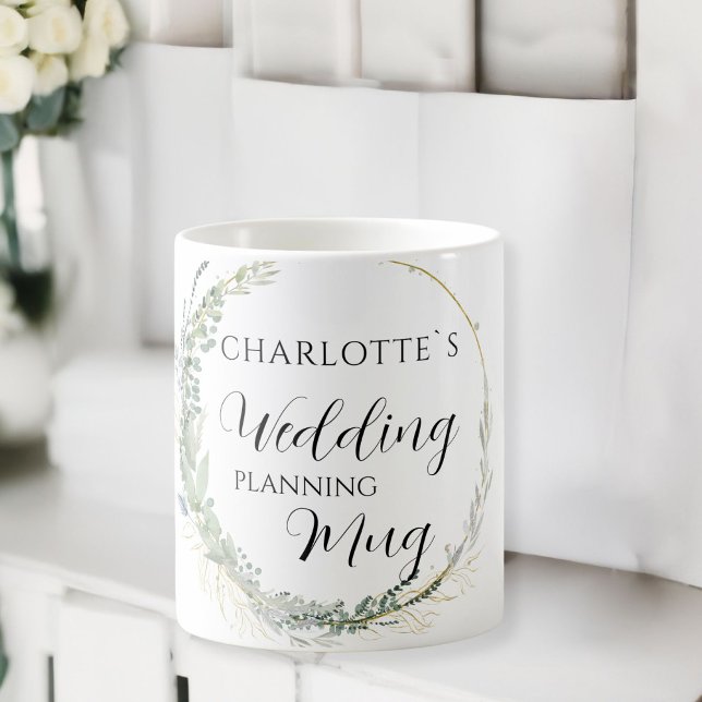 Personalisierbar- Wedding-Planning-Mug     Kaffeetasse (Customer specific, floral "Wedding-Planning-Mug". Coffee Mug, with the name of the Bride..)