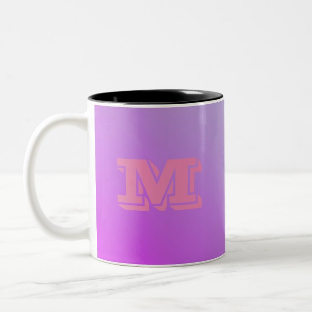 Personalisierbare anfängliche Lila Gradient Zweifarbige Tasse (Links)