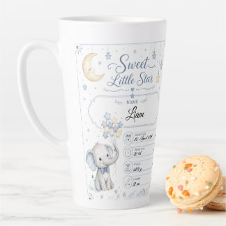 Personalisierbare Baby Geburtstafel mit Elefant Milchtasse