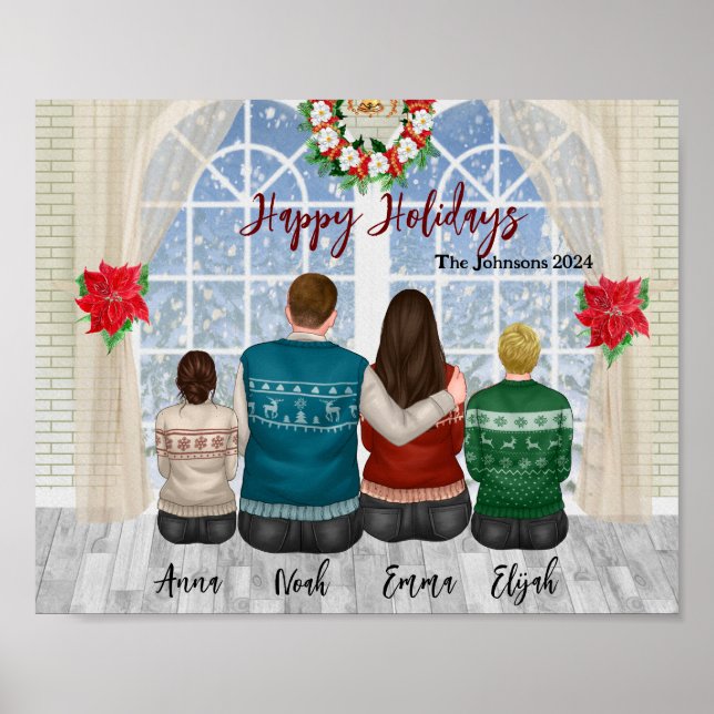 Personalisierbare Custom Family Portrait Weihnacht Poster (Vorne)