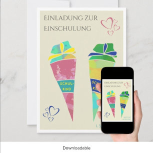 Personalisierbare Einladung Einschulung deutsch