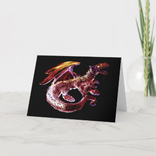 Personalisierbare Fantasy Rubinroter Drache Grußka Karte