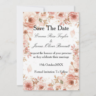 Personalisierbare Florale Rosa Rosen Save-the-Date Einladung