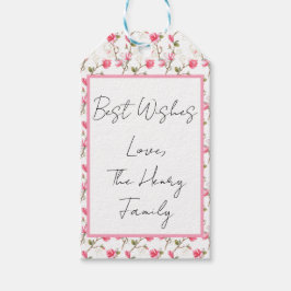 Personalisierbare Geschenkkarte mit rosa Magnolien Geschenkanhänger