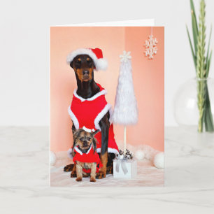 PERSONALISIERBARE HUNDE-WEIHNACHTS-SANTA-KARTE KARTE