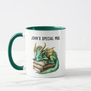 Personalisierbare "I love Dragons & Books" Tasse