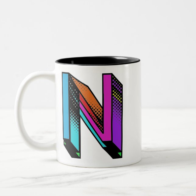 Personalisierbare Initial Letter N-Tasse Zweifarbige Tasse (Links)