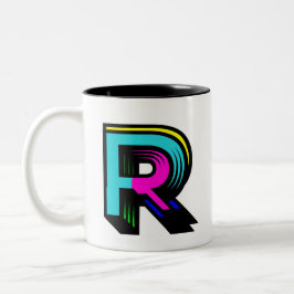 Personalisierbare Initialbuchstabe R-Tasse Zweifarbige Tasse