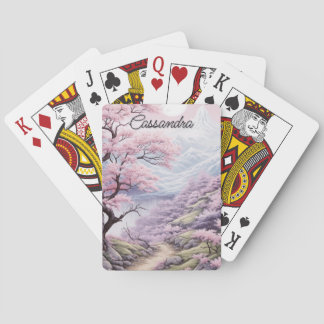 Personalisierbare Kirschblütenlandschaft Spielkarten